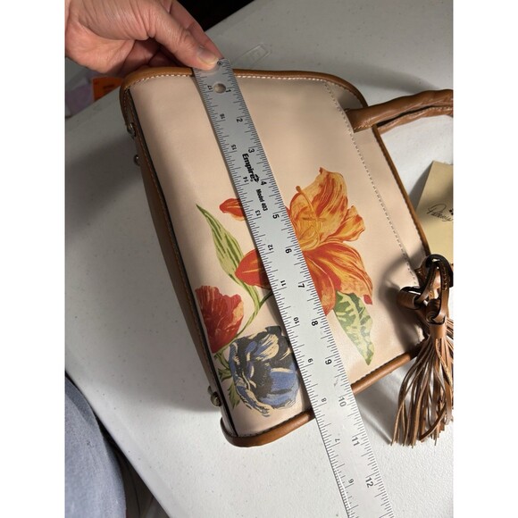 Patricia Nash Bag Paris Satchel Parisian Floral Spot Print Cream w Tassel Strap - Picture 6 of 14